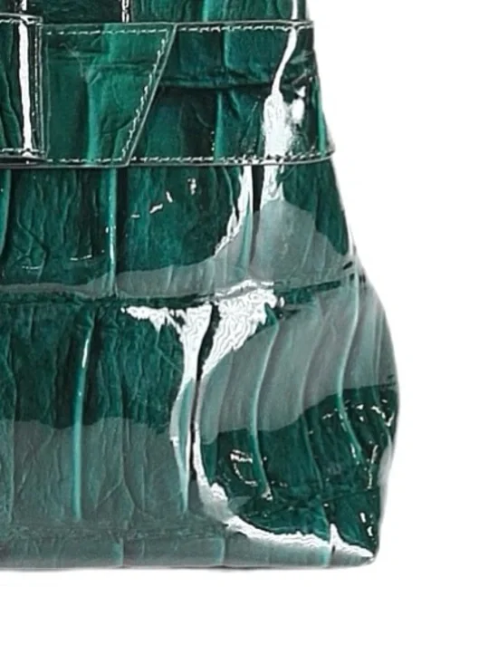 KATE SPADE ~ Emerald Green Croc-Embossed Patent Leather Tote with Bow - Picture 7 of 13